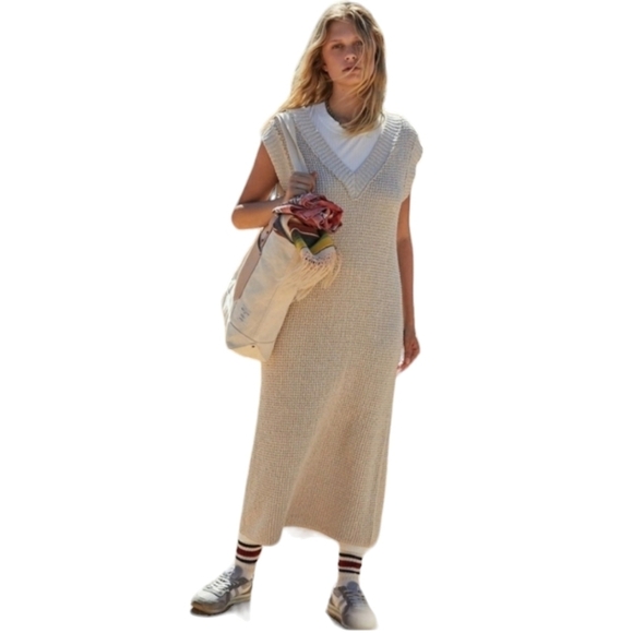 Free People Beach Sweater Dress M Swim Cover-up Lounge Boho Minimalist V-neck - Picture 10 of 10